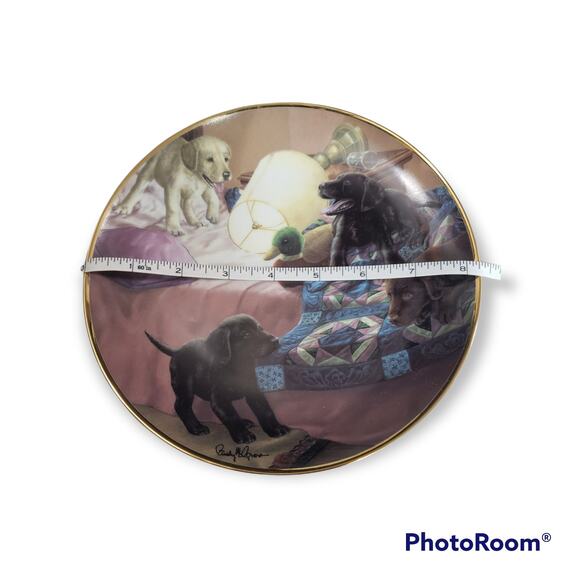 Franklin Mint SLUMBER PARTY Labrador Puppies Collector Plate by Randy McGovern - Picture 5 of 5